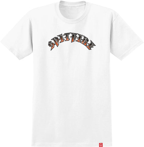SPITFIRE OLD E ARCH FADE FILL YOUTH S/S T-SHIRT WHITE w/ MULTI COLOR Print