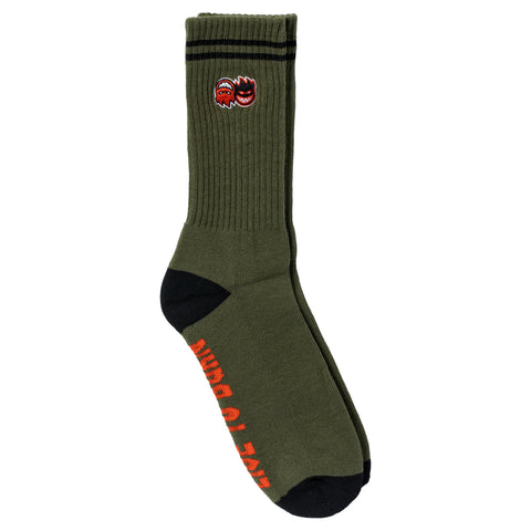 SPITFIRE ETERNAL FILL EMB SOCK OLIVE / BLACK / RED