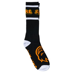 SPITFIRE HELLFIRE SCRIPT SOCK BLACK / WHITE / ORANGE