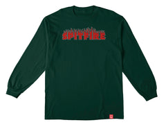 SPITFIRE DEMONSEED SCRIPT YOUTH L/S TEE FOREST GREEN w/ RED, BLACK & WHITE PRINT