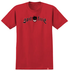 SPITFIRE IMMORTAL FIRE YOUTH TEE RED w/ RED, BLACK & WHITE PRINT