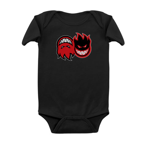 SPITFIRE ETERNAL FILL INFANT ONESIE BLACK w/ RED, BLACK & WHITE PRINT