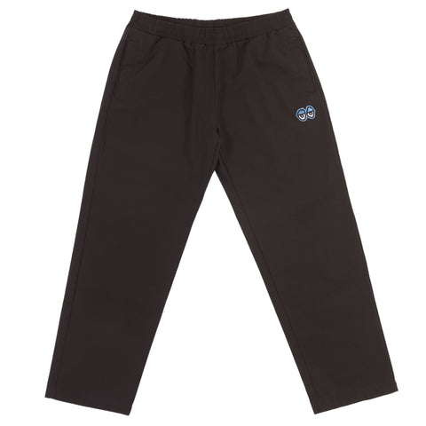 KROOKED EYES EMB CANVAS PANT BLACK w/ BLUE EMBROIDERY