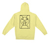 KROOKED MOONSMILE RAW HOOD LIGHT YELLOW w/ BLACK PRINTS