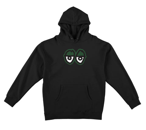 KROOKED EYES LG HOOD BLACK w/ DARK GREEN PRINT