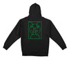 KROOKED MOONSMILE RAW HOOD BLACK w/ GREEN PRINTS