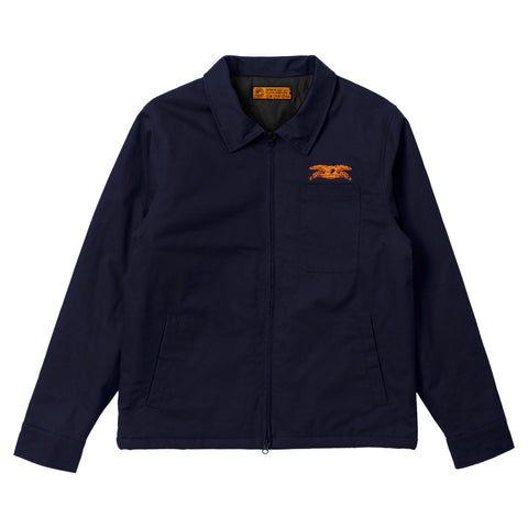 ANTIHERO BASIC EAGLE STASH JACKET NAVY w/ ORANGE EMBROIDERY