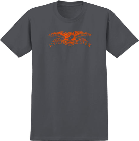 ANTIHERO BASIC EAGLE RINGSPUN TEE GRANITE (GARMENT DYE) w/ ORANGE PRINT