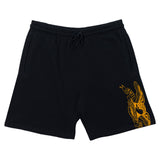 ANTIHERO BASIC EAGLE SWEAT SHORTS BLACK w/ YELLOW PRINT