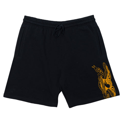 ANTIHERO BASIC EAGLE SWEAT SHORTS BLACK w/ YELLOW PRINT