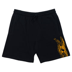ANTIHERO BASIC EAGLE SWEAT SHORTS BLACK w/ YELLOW PRINT