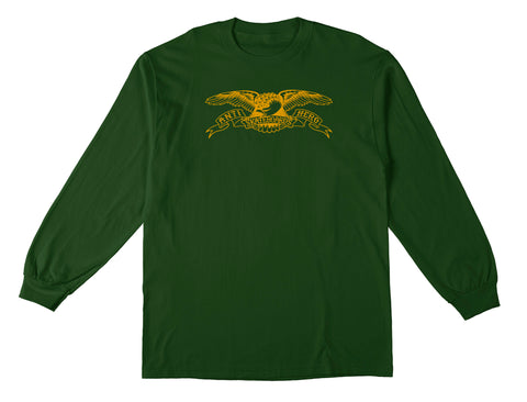 ANTIHERO BASIC EAGLE L/S T-SHIRT HUNTER GREEN w/ GOLD Print