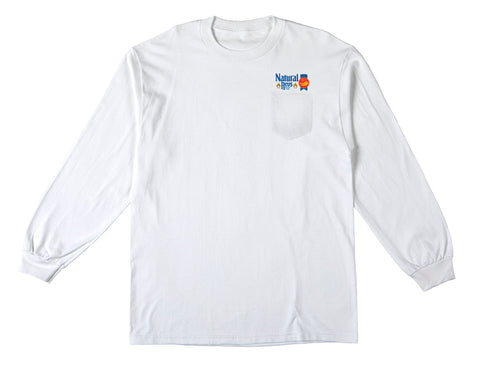 ANTIHERO NATTY REVS L/S POCKET TEE WHITE w/ MULTI COLOR PRINTS