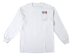 ANTIHERO NATTY REVS L/S POCKET TEE WHITE w/ MULTI COLOR PRINTS