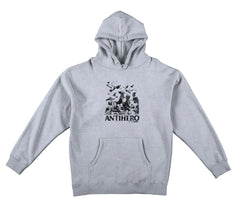 ANTIHERO PIGEON INTELLIGENCE HOOD GREY HEATHER w/ BLACK PRINT