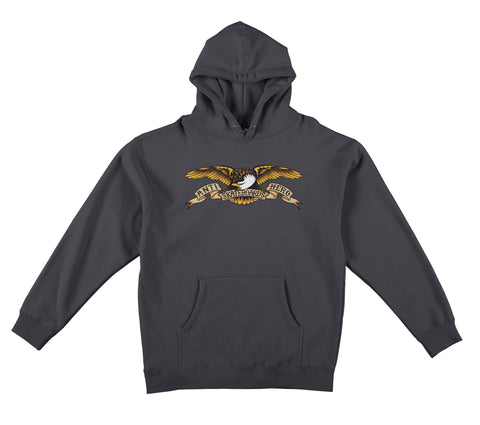 ANTIHERO EAGLE HOOD CHARCOAL w/ BLACK MULTI COLOR PRINT