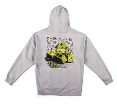 ANTIHERO ANTI-HIERO ZIP HOOD GREY HEATHER w/ BLACK & YELLOW PRINTS