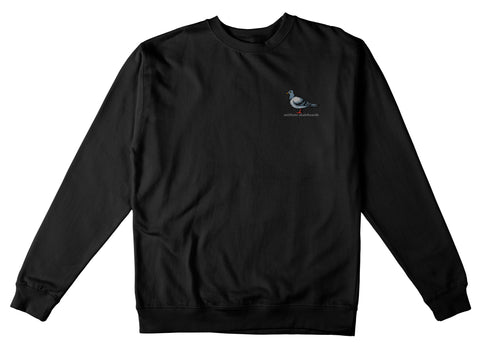 ANTIHERO LIL PIGEON EMB HEAVYWEIGHT CREWNECK BLACK w/ MULTI COLOR EMBROIDERY