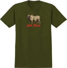 ANTIHERO COW FULL S/S T-SHIRT MILITARY GREEN w/ MULTI COLOR Print