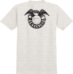 ANTIHERO STUDIO 18 RINGSPUN TEE HEATHER BONE w/ BLACK PRINTS