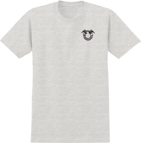 ANTIHERO STUDIO 18 RINGSPUN TEE HEATHER BONE w/ BLACK PRINTS