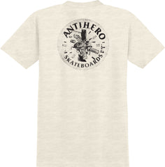 ANTIHERO ENGINEERING RINGSPUN TEE HEATHER CREAM w/ BLACK PRINTS