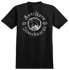 ANTIHERO PIGEON MOTION POCKET TEE BLACK w/ WHITE PRINTS