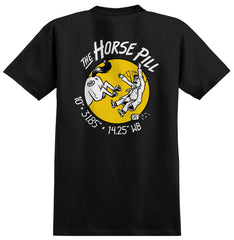 ANTIHERO HORSE PILL RINGSPUN TEE BLACK w/ YELLOW & WHITE PRINTS