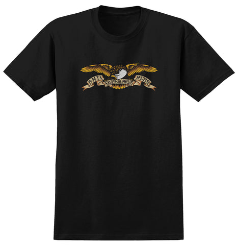 ANTIHERO EAGLE RINGSPUN TEE BLACK w/ BLACK MULTI COLOR PRINT