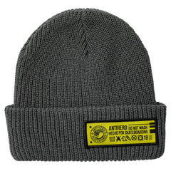 ANTIHERO HECHO POR SKATEBOARDING CUFF BEANIE CHARCOAL / YELLOW