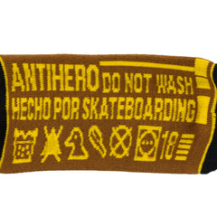 ANTIHERO HECHO POR SKATE EMB SOCK BROWN / YELLOW / BLACK