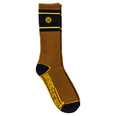 ANTIHERO HECHO POR SKATE EMB SOCK BROWN / YELLOW / BLACK