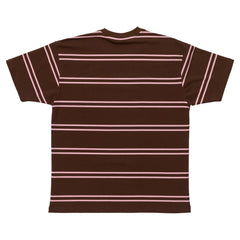 KROOKED EYES EMB STRIPE HEAVYWEIGHT YARN DYE TEE BROWN / PINK w/ PINK, BLACK & WHITE EMBROIDERY