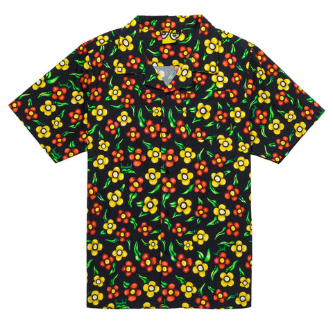 KROOKED ALOHA FLOWERS BUTTON-UP SHIRT BLACK / MULTICOLOR