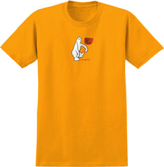 KROOKED GET IT STRAIT TEE GOLD w/ WHITE, BLACK & ORANGE PRINT