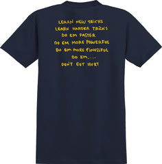 KROOKED NEW TRICKS TEE TRUE NAVY w/ YELLOW, BLACK & WHITE PRINTS