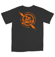 KROOKED ZIP ZINGER DBL S/S T-SHIRT- GARMENT DYED PEPPER(Garment Dye) w/ ORANGE Prints