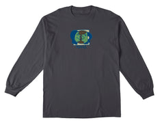 KROOKED MOONSMILEY L/S TEE CHARCOAL w/ MULTI COLOR PRINT