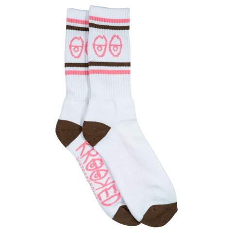 KROOKED EYES SOCK WHITE / BROWN / PINK