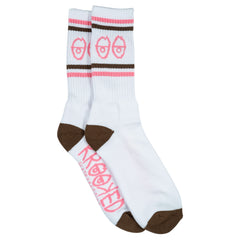 KROOKED EYES SOCK WHITE / BROWN / PINK