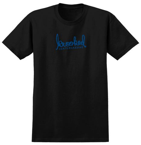 KROOKED SKRIPT TEE BLACK w/ BLUE PRINT