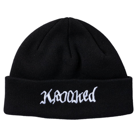 KROOKED DOUBLE OK SCRIPT CUFF BEANIE BLACK / WHITE