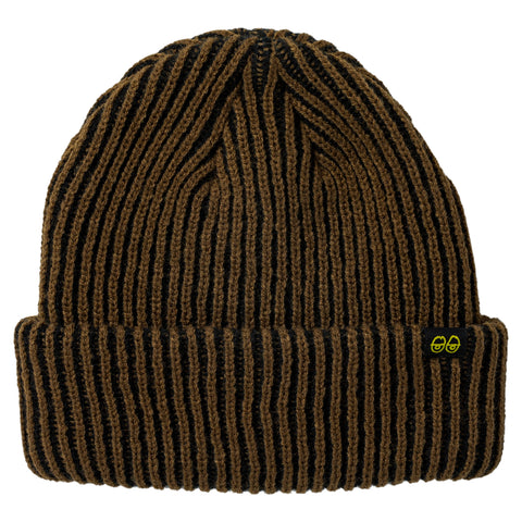 KROOKED EYES CLIP CUFF BEANIE BROWN / BLACK / YELLOW