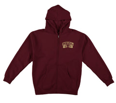 REAL MUNI EMB ZIP HOOD MAROON w/ KHAKI EMBROIDERY