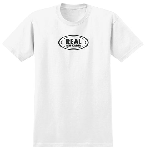 REAL ROLL FOREVER TEE WHITE w/ BLACK PRINT