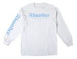 THUNDER AFTERSHOCK L/S TEE WHITE w/ LIGHT BLUE PRINTS