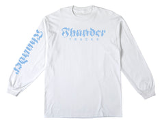 THUNDER AFTERSHOCK L/S TEE WHITE w/ LIGHT BLUE PRINTS