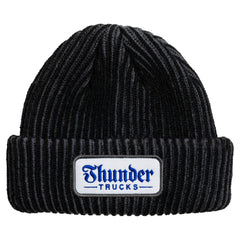 THUNDER SCRIPT PATCH CUFF BEANIE BLACK / WHITE / BLUE