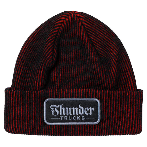 THUNDER SCRIPT PATCH CUFF BEANIE BLACK / RED / SILVER