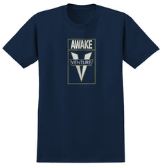 VENTURE AWAKE TEE TRUE NAVY w/ GREEN & WHITE PRINT